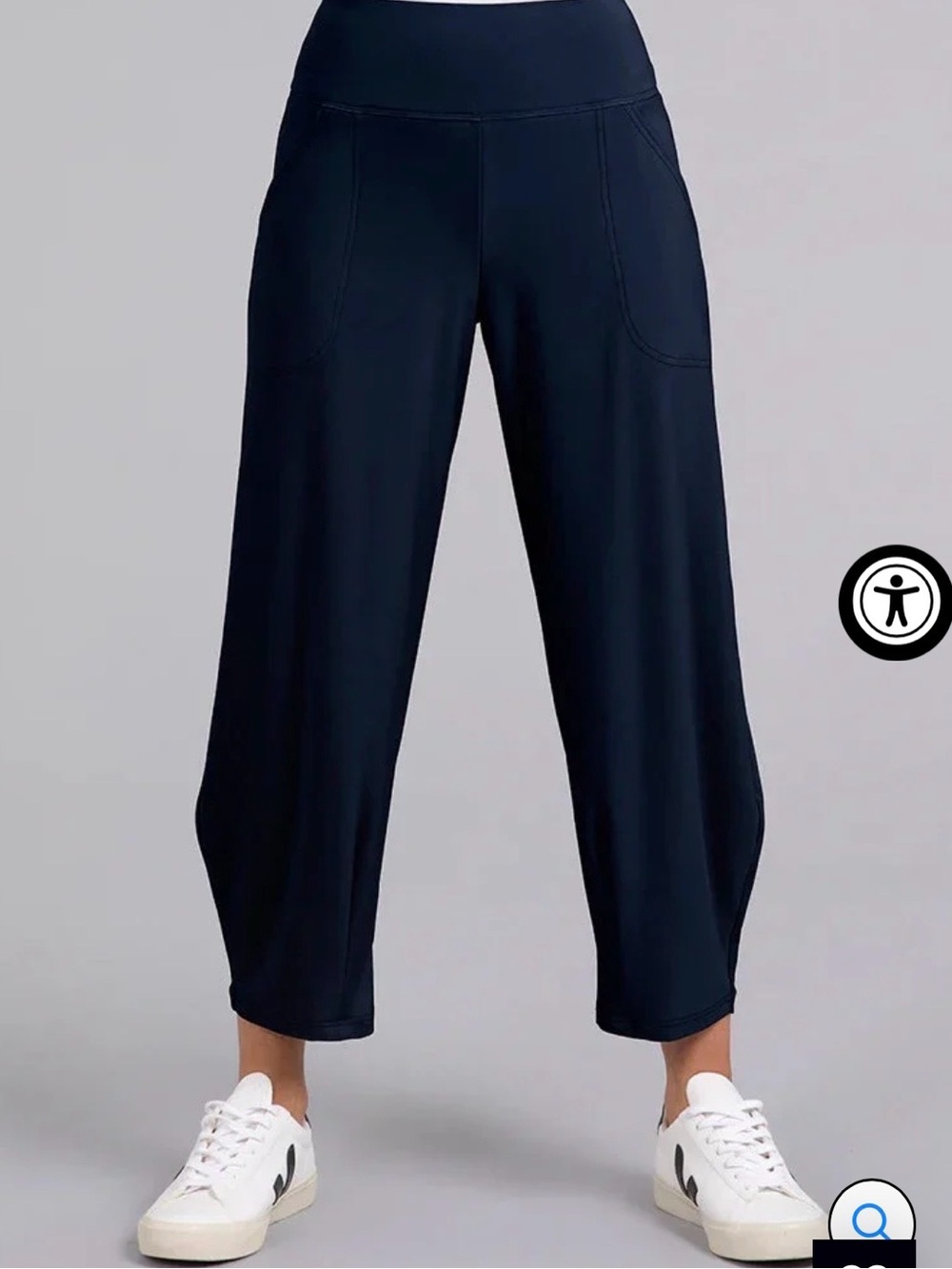 Sympli Narrow Lantern Pant Navy Cropped Wide-Leg Pull-On Pants